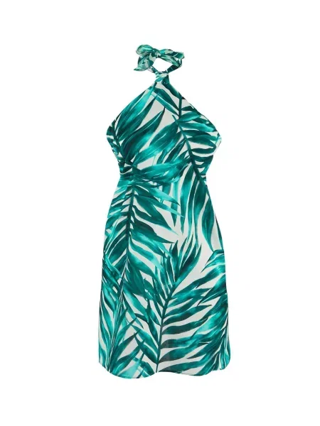 Trendyol Rochie de vară verde smarald / murdar alb