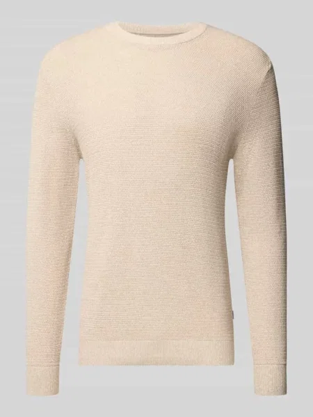 Sweter z dzianiny z czystej bawełny model Ryder' Jack & Jones beżowy