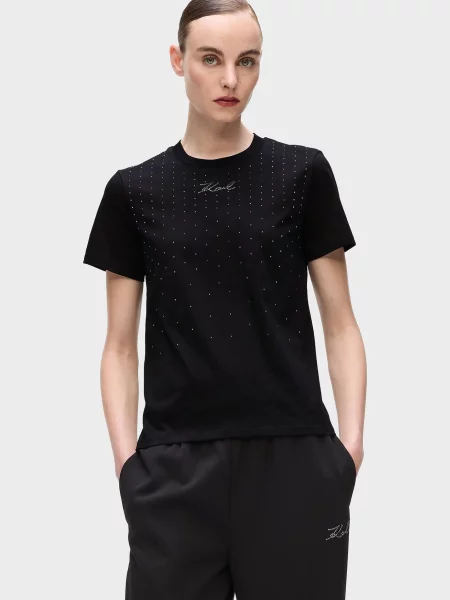 Страз футболка Karl Lagerfeld чорна