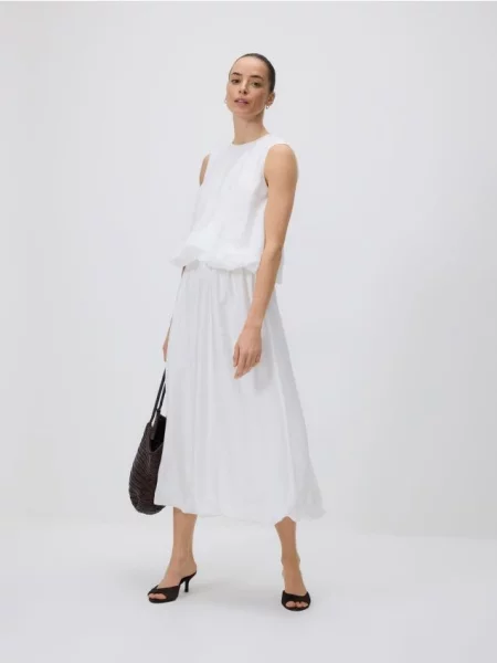 Reserved Spódnica z lyocellem złamana biel