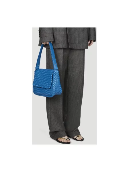 Torebka Bottega Veneta skórzana niebieska