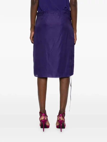 Fustă midi Ferragamo cu șireturi din dantelă violet