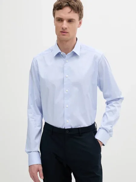 Риза Eton с кройка по тялото с класическа яка синьо