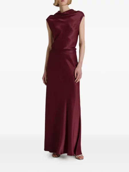 Fusta maxi Alberta Ferretti din satin roșu