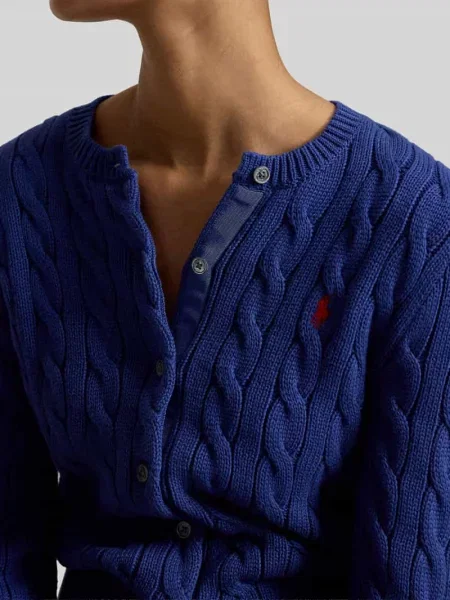 Kardigan z dzianiny z czystej bawełny krój slim fit Polo Ralph Lauren niebieski