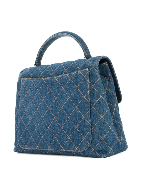 Prošívaná diamant kabelka Chanel Pre-owned modrá