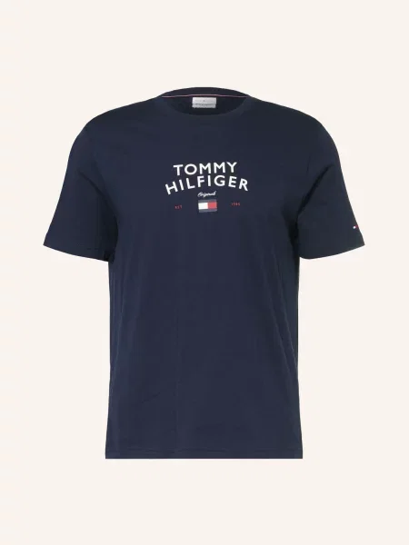 Tommy Hilfiger Tričko tmavě modrá / tmavě červená bílá