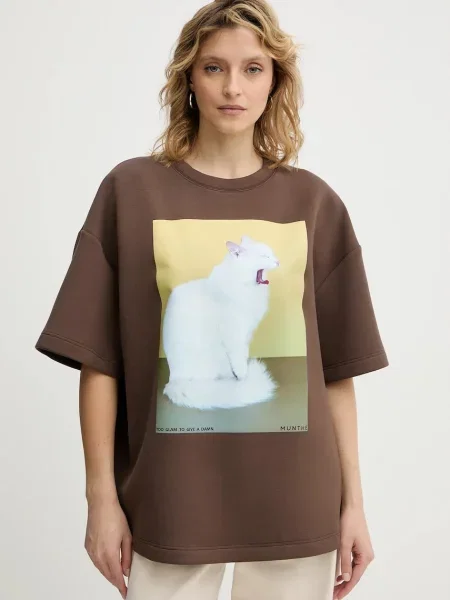 MUNTHE t-shirt RAPLOI brązowy