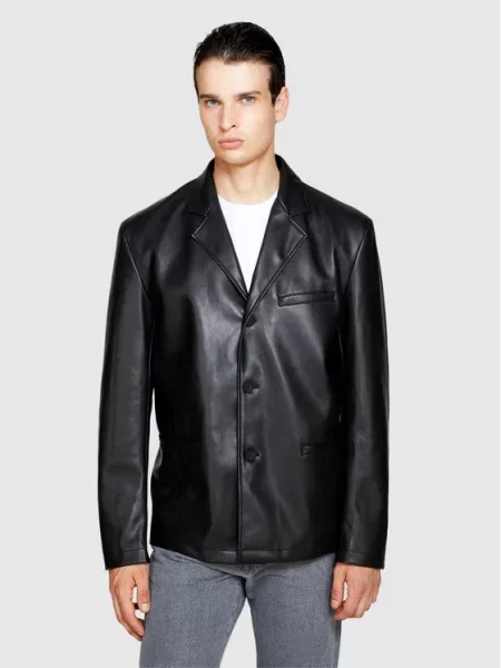 Jakna iz umetnega usnja Sisley črna