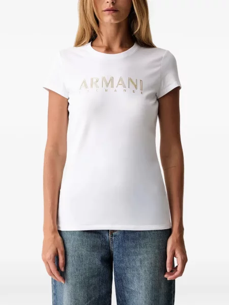 Scurt tricou Armani Exchange cu imagine alb