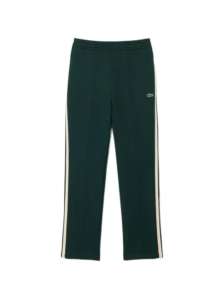 Pantaloni Lacoste cu dungi alergare cu autograf verde