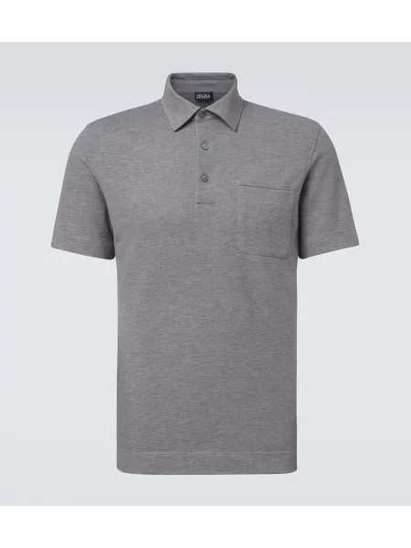 Tricou polo Zegna gri