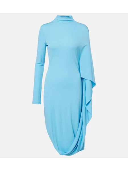 Rochie midi Stella Mccartney din jerseu drapată până la genunchi albastru