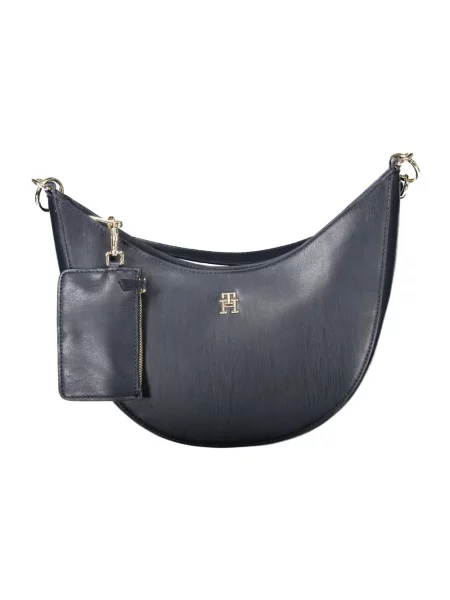 Lniana torebka Tommy Hilfiger niebieska