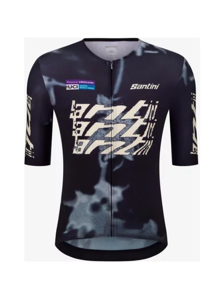 Koszulka rowerowa Santini x UCI Gravel World Series z krótkim rękawem Slim Fit M czarny