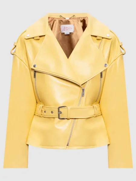 Шкіряна косуха Babe Pay Pls жовта