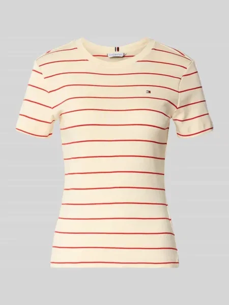 T-shirt o kroju Slim Fit z czystej bawełny Tommy Hilfiger biała
