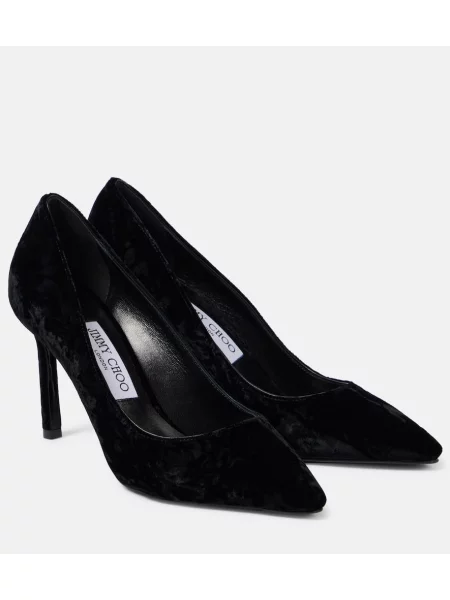 Pantofi cu toc Jimmy Choo de catifea negru