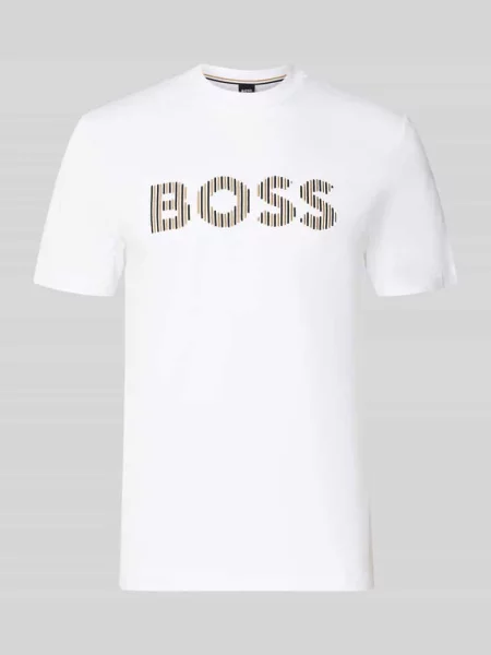 T-shirt o kroju regular fit z czystej bawełny model C-THOMPSON Boss biała