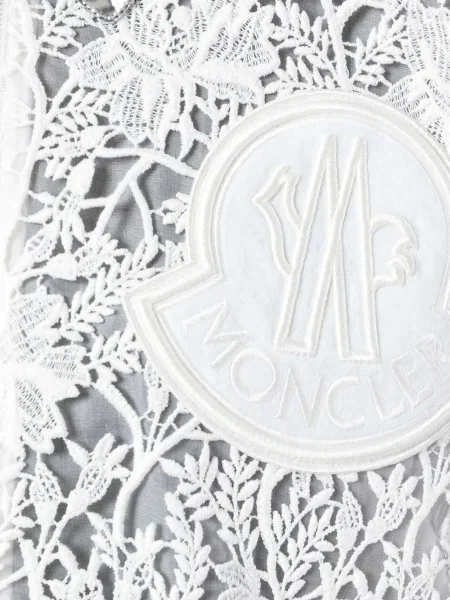Geacă Moncler Gamme Rouge cu broderie cu glugă alb