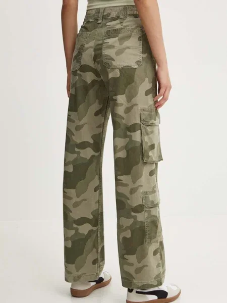 Kalhoty Hollister Co. jednoduché high waist zelená
