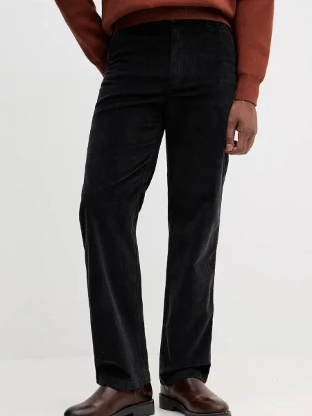 Hlače iz rebrastega žameta Calvin Klein Jeans črna