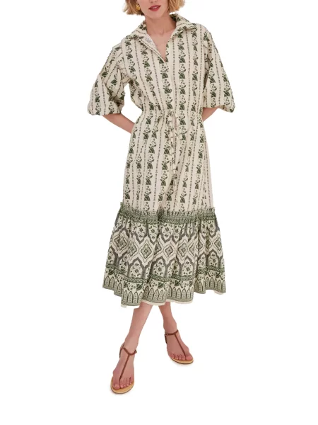Rochie midi Cara Cara cu model floral cu imagine verde