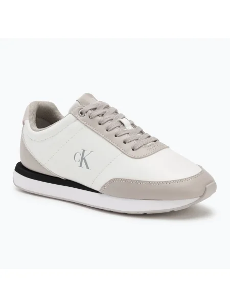 Шкіряні кросівки Calvin Klein на шнурівці ретро білі