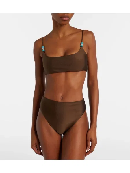 Bikini Jade Swim cu talie înaltă maro