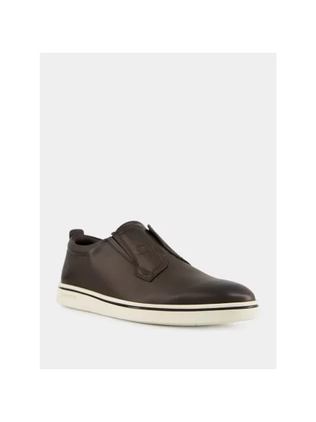 Sneakersy Ferragamo sznurowane skórzane brązowe
