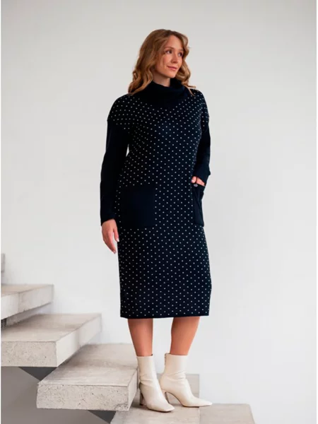Сукня міді Nita вовна/акрил чорний