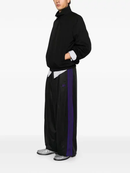 Pantaloni Needles cu dungi alergare cu autograf negru