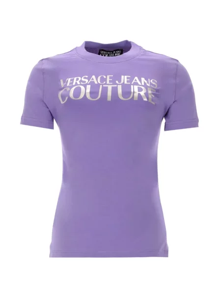 Tricou Versace Jeans Couture cu autograf violet