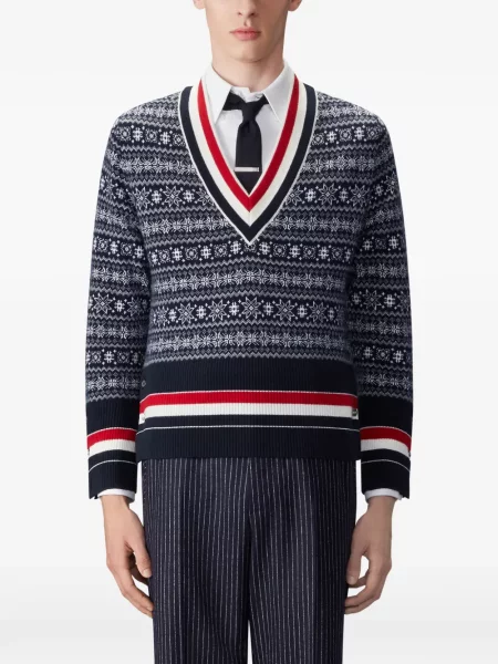 Pulover Thom Browne din cașmir albastru