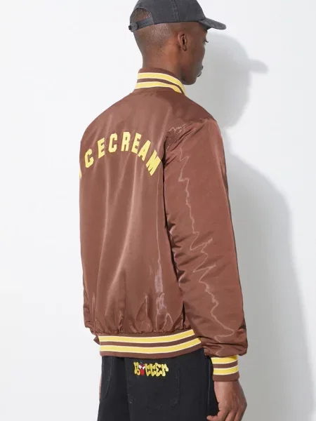 Bomber bunda ICECREAM Satin Bomber Jacket hnědá