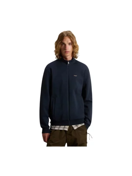 Bluza Woolrich do biegania z logo niebieska