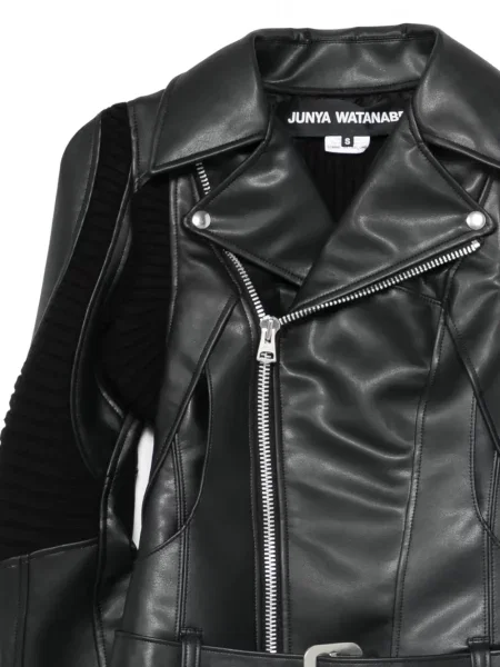 Kurtka skórzana Junya Watanabe prążkowana czarna