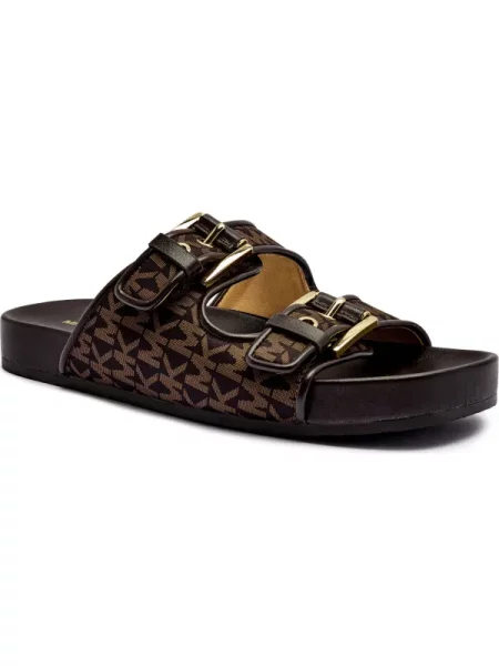 Michael Kors De piele șlapi BYERS maro