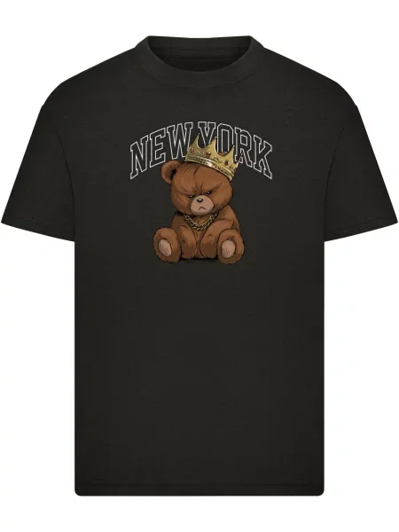 Mister Tee Tricou NY Crowned Bear ombră / maro închis / negru alb