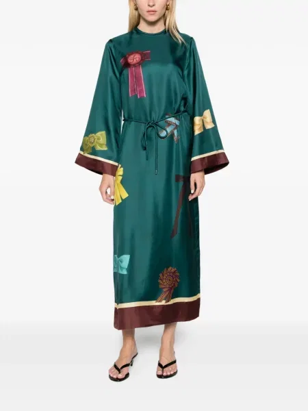 Rochie midi Alemais de mătase verde