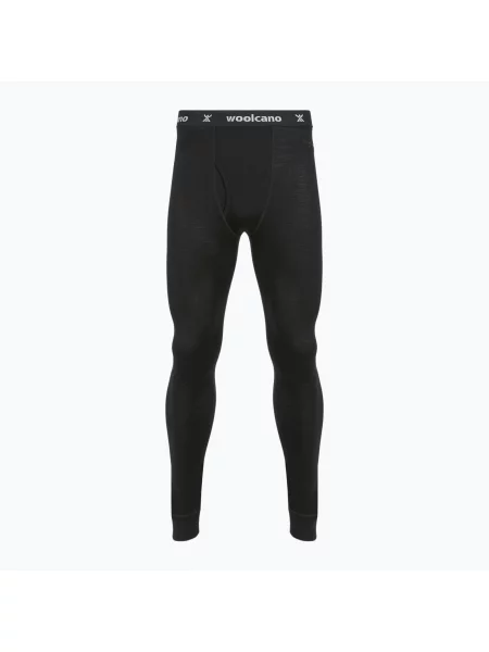 Pantaloni termoactivi pentru bărbați WOOLCANO Merion black negru