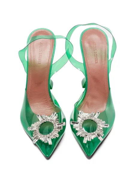 Pantofi cu toc Amina Muaddi slingback verde