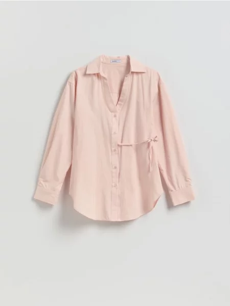 Reserved Cămașă din cu nod decorativ roz-piersică roz