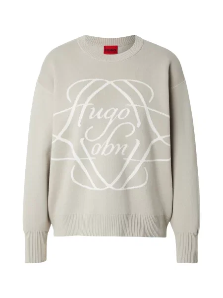HUGO Pulover Siennale ecru alb