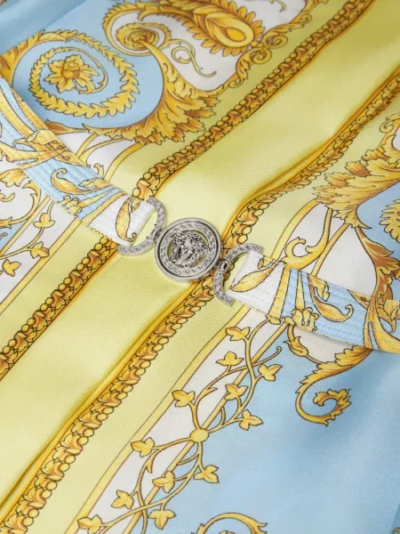 Šilkinė kostiumas midi suknelė Versace iki kelių mėlyna