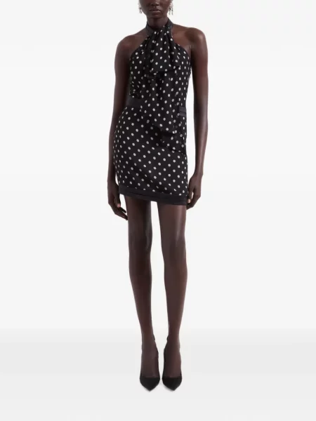 Πουά μίνι φόρεμα Nina Ricci με halter λαιμόκοψη μαύρο