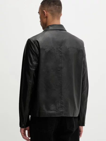 Calvin Klein férfi bőrkabát fekete