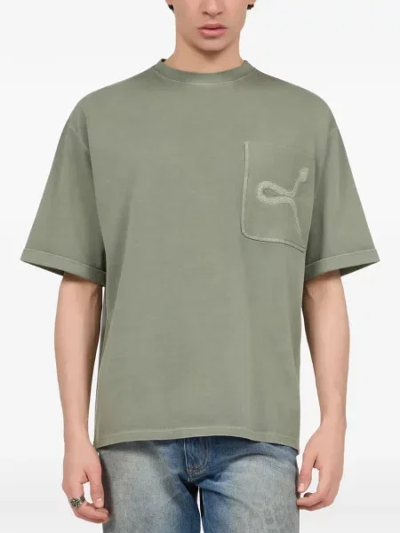 Tricou Roberto Cavalli cu model piele de șarpe verde