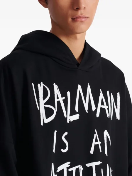 Суичър с качулка Balmain черно