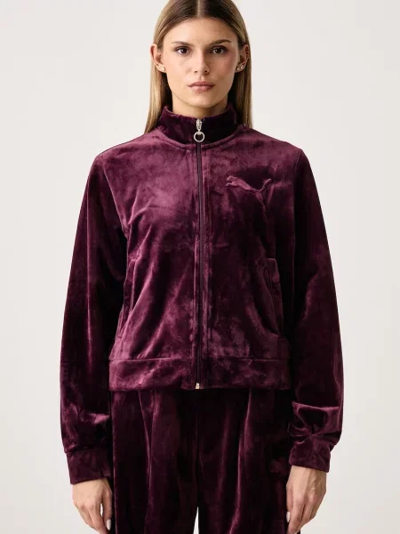 Puma bluza rozpinana welurowa Essentials Elevated